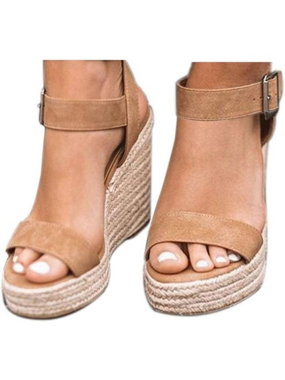 Stylish Women's Wedge Platform Sandals with Ankle Strap - Open Toe Summer